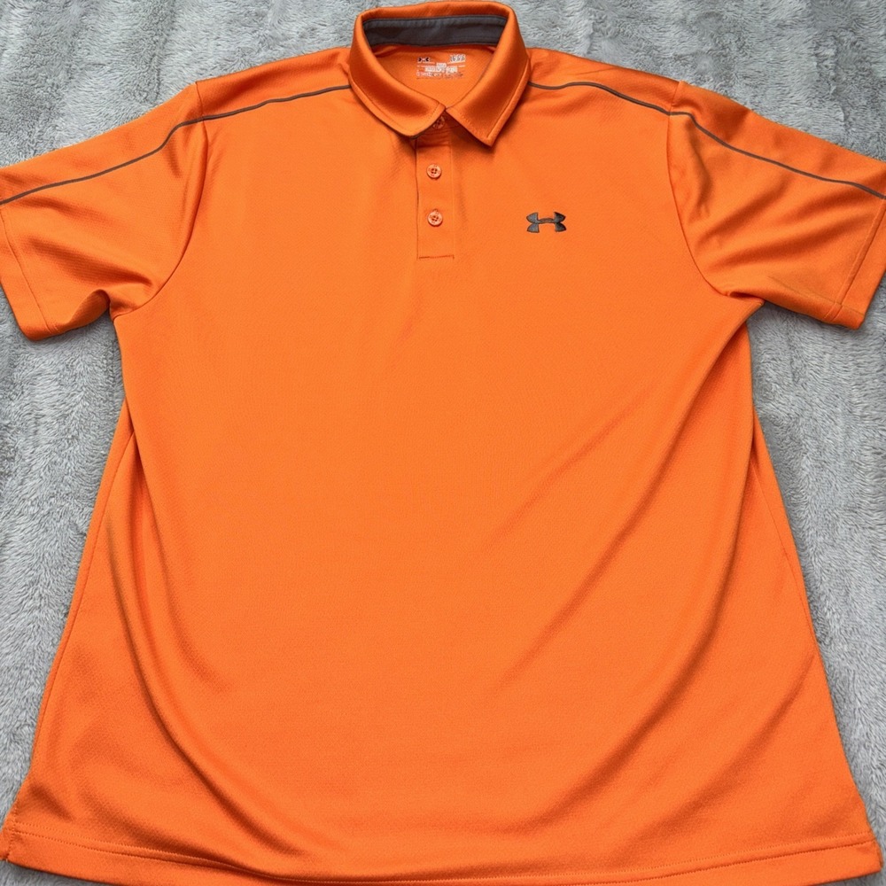Under Armour Polo Shirt Lg Orange Golfer Performance Outdoors Play Off